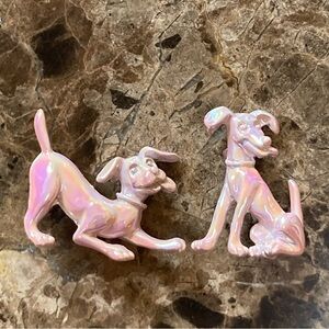 Set of two Vintage Pearly Dog Brooches